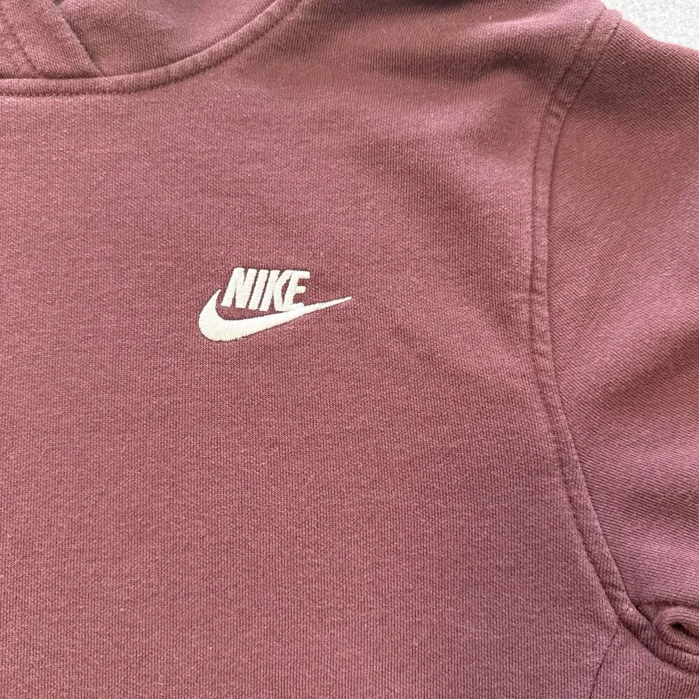 Nike Sportswear Club Fleece Pullover Hoodie Kids Large Burgundy Maroon